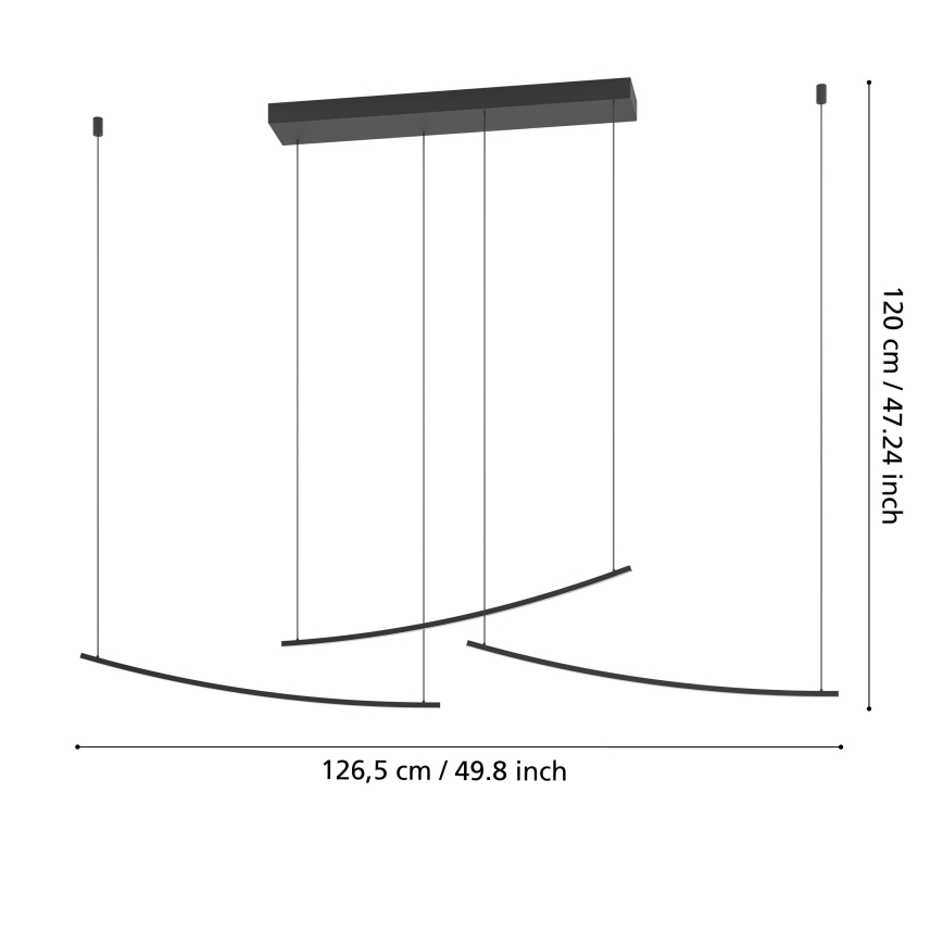 Eglo - Κρεμαστό ρυθμιζόμενο φωτιστικό LED με καλώδιο, LED/22W/230V 2700/4000/6500K μαύρο