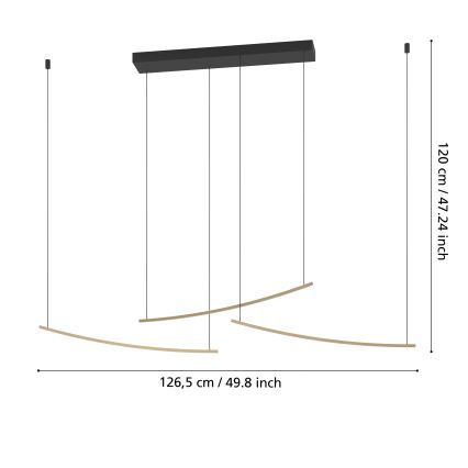 Eglo - Ρυθμιζόμενο LED κρεμαστό φωτιστικό με καλώδιο LED/22W/230V 2700/4000/6500K χρυσό