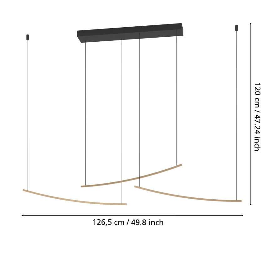 Eglo - Ρυθμιζόμενο LED κρεμαστό φωτιστικό με καλώδιο LED/22W/230V 2700/4000/6500K χρυσό