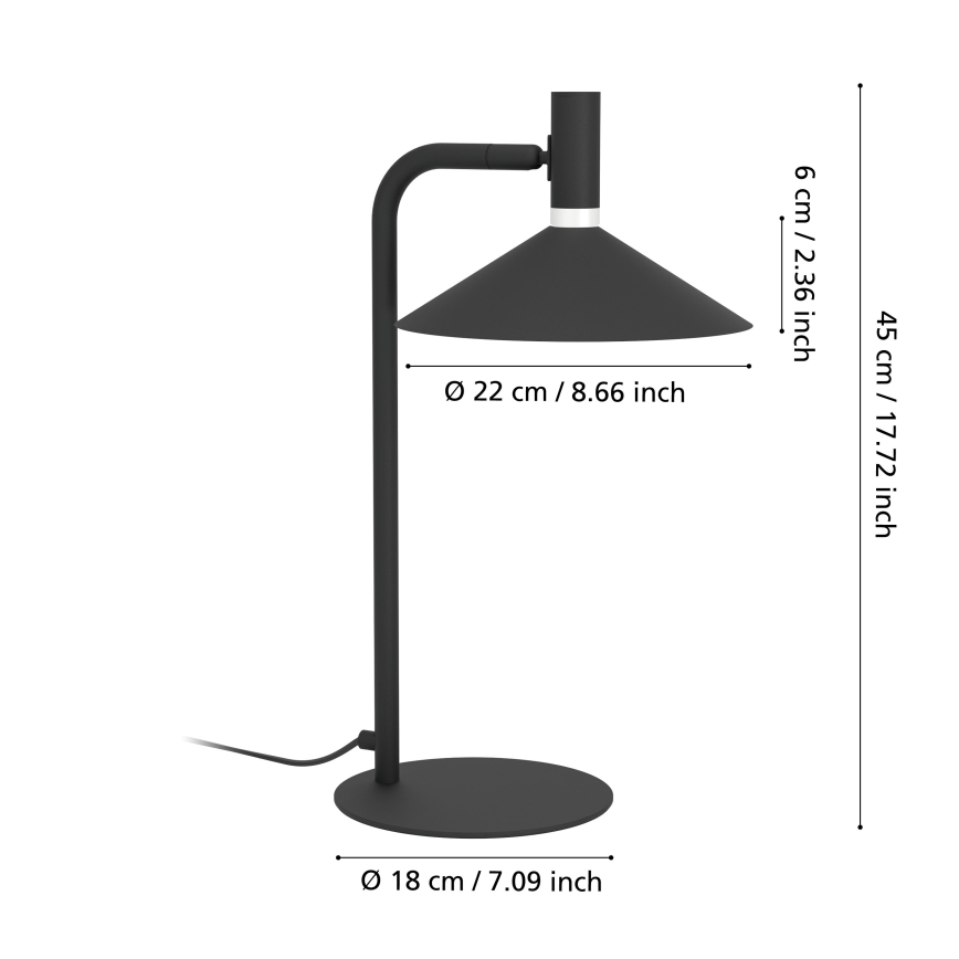 Eglo - Ρυθμιζόμενο επιτραπέζιο φωτιστικό LED RGBW LED/7,5W/230V 2700-6500K μαύρο