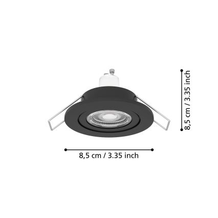 Eglo - LED εντοιχιζόμενο σποτ μπάνιου 1xGU10/4,5W/230V IP44 μαύρο
