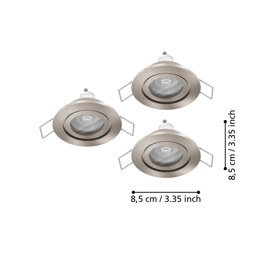 Eglo - Σετ 3x LED εντοιχιστά σποτ μπάνιου 1xGU10/4,5W/230V IP44 ματ χρώμιο