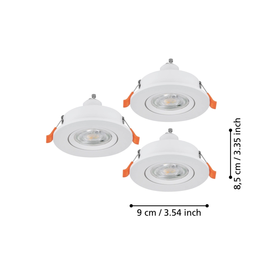 Eglo - Σετ 3 LED εντοιχισμένα σποτ οροφής, 1xGU10/4,5W/230V, λευκό