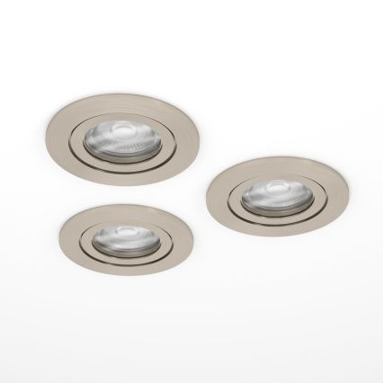 Eglo - Σετ 3x LED χωνευτά φωτιστικά σποτ 1xGU10/4,5W/230V ματ χρώμιο