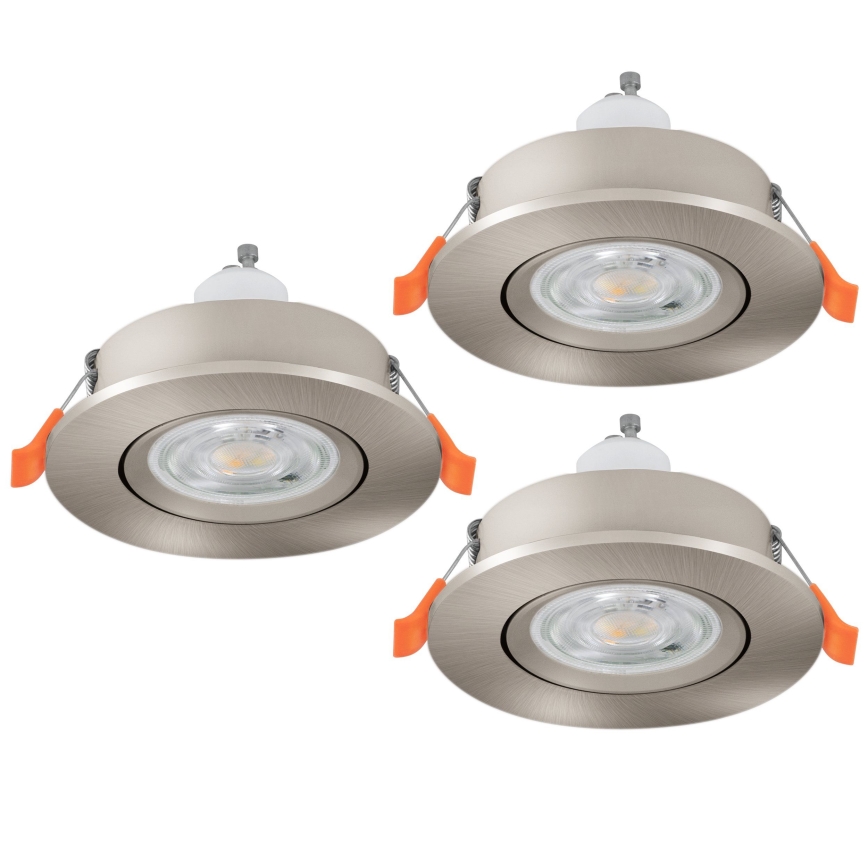 Eglo - Σετ 3x LED εντοιχιζόμενα σποτ για μπάνιο 1xGU10/4,5W/230V IP44 ματ χρώμιο
