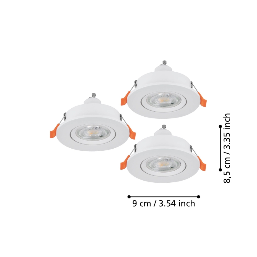 Eglo - Σετ 3x LED εντοιχισμένο σποτ οροφής 1xGU10/4,5W/230V λευκό