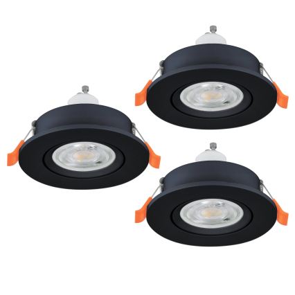Eglo - Σετ 3x LED εντοιχιστά σποτ οροφής 1xGU10/4,5W/230V μαύρο