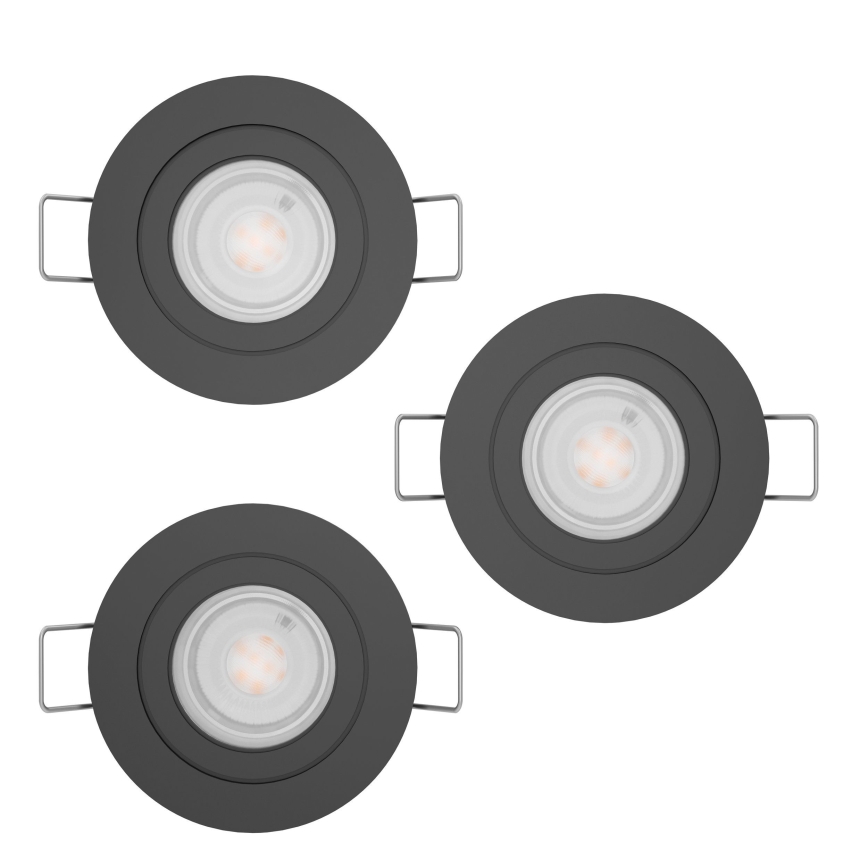 Eglo - Σετ 3x LED εντοιχιστά σποτ οροφής 1xGU10/4,5W/230V μαύρο