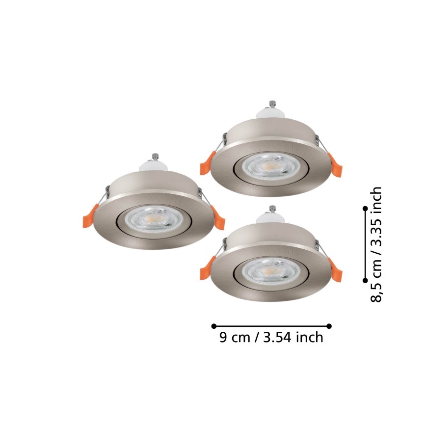 Eglo - Σετ 3 τεμαχίων LED σποτ για ψευδοροφή 1xGU10/4,5W/230V, ματ χρώμιο