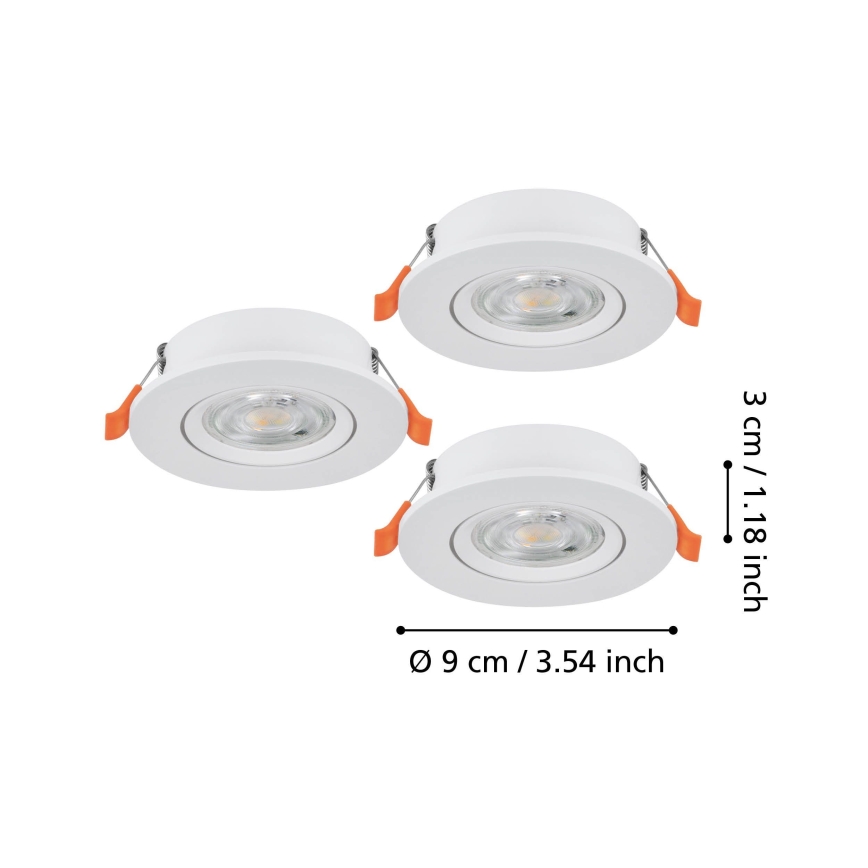 Eglo - Σετ 3 τεμ. χωνευτά σποτ οροφής LED, 4,8W/230V, 2700/4000/6500K, λευκό
