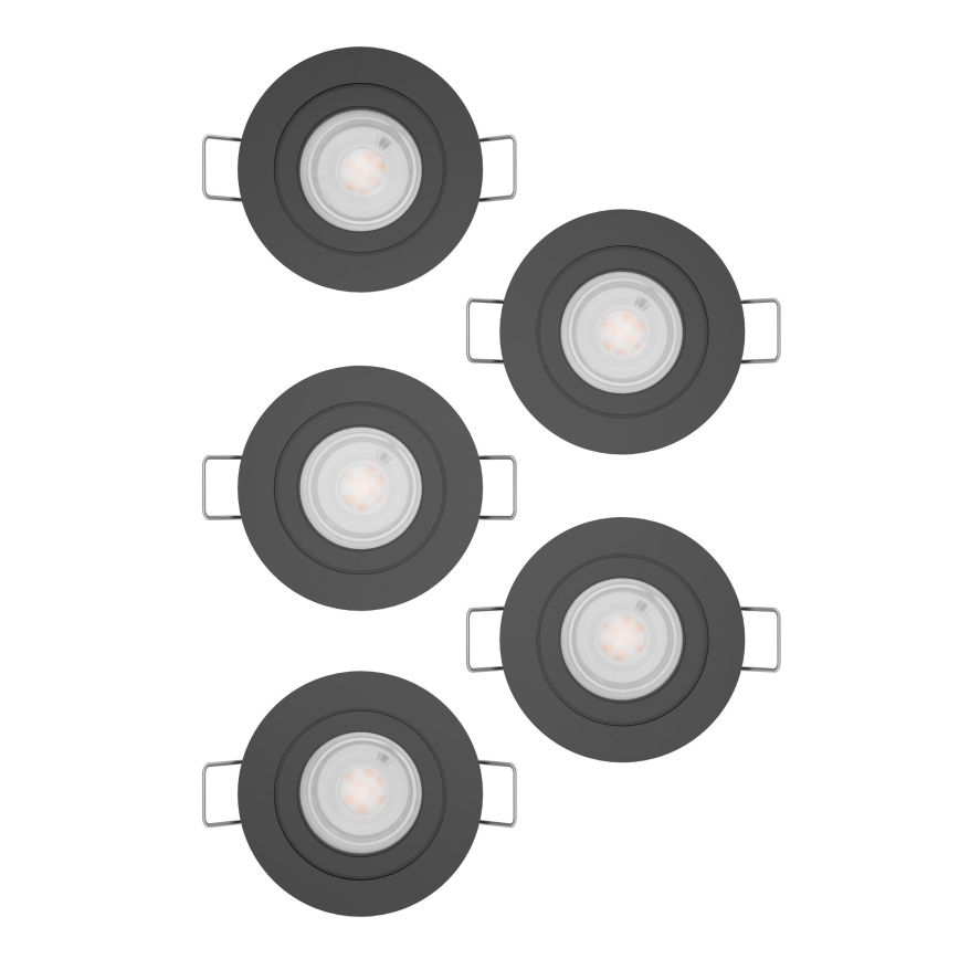 Eglo - Σετ 5 τεμ. εντοιχιστά σποτ LED, 4,8W, 230V, 2700/4000/6500K, μαύρο
