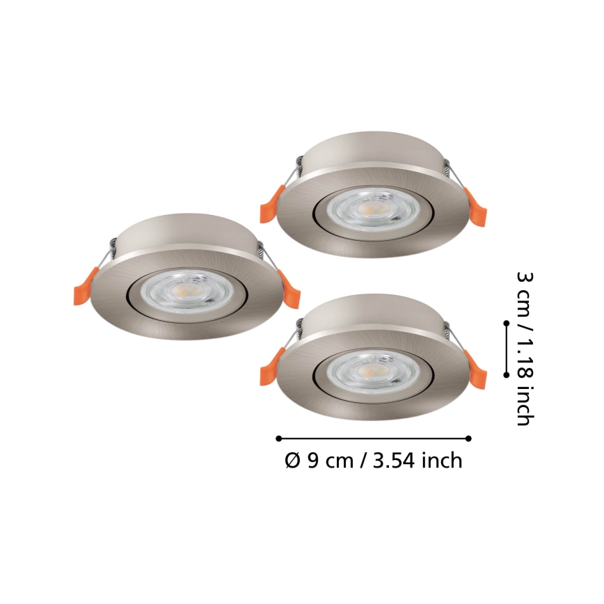Eglo - Σετ 3x εντοιχισμένα σποτ οροφής LED/4,8W/230V 2700/4000/6500K ματ χρώμιο