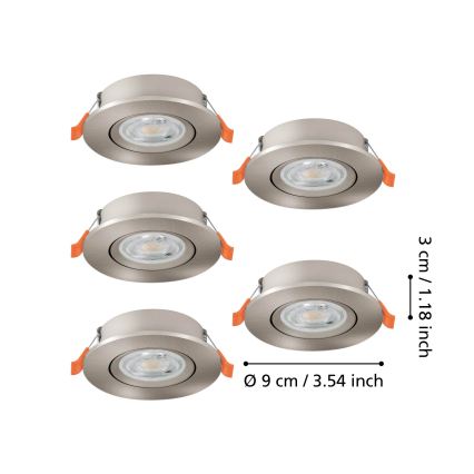 Eglo - Σετ 5x χωνευτά σποτ LED/4,8W/230V 2700/4000/6500K ματ χρώμιο
