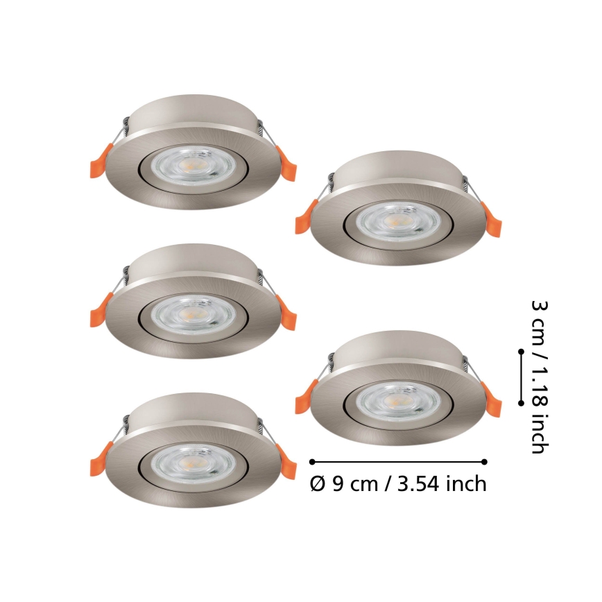 Eglo - Σετ 5x χωνευτά σποτ LED/4,8W/230V 2700/4000/6500K ματ χρώμιο
