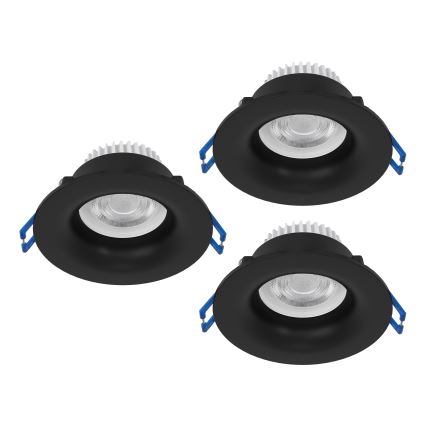 Eglo - Σετ 3x LED εντοιχισμένα φωτιστικά μπάνιου LED/4,9W/230V 2700/4000/6500K διάμ. 8,8 cm IP65 μαύρα