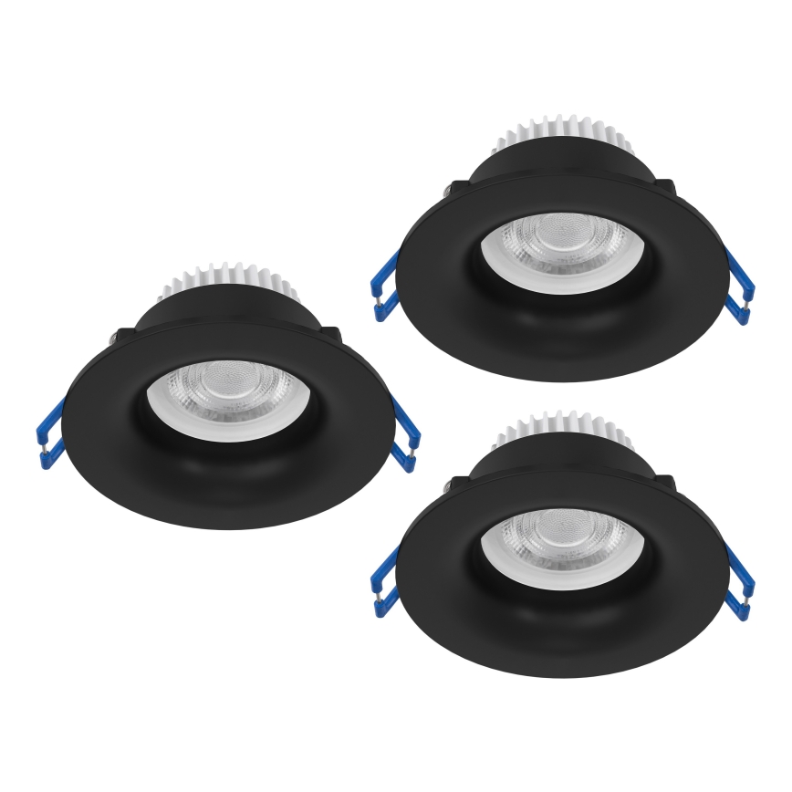 Eglo - Σετ 3x LED εντοιχισμένα φωτιστικά μπάνιου LED/4,9W/230V 2700/4000/6500K διάμ. 8,8 cm IP65 μαύρα