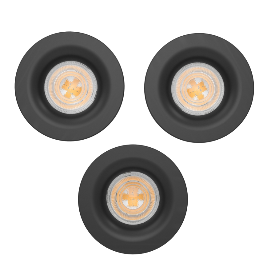 Eglo - Σετ 3x LED εντοιχισμένα φωτιστικά μπάνιου LED/4,9W/230V 2700/4000/6500K διάμ. 8,8 cm IP65 μαύρα