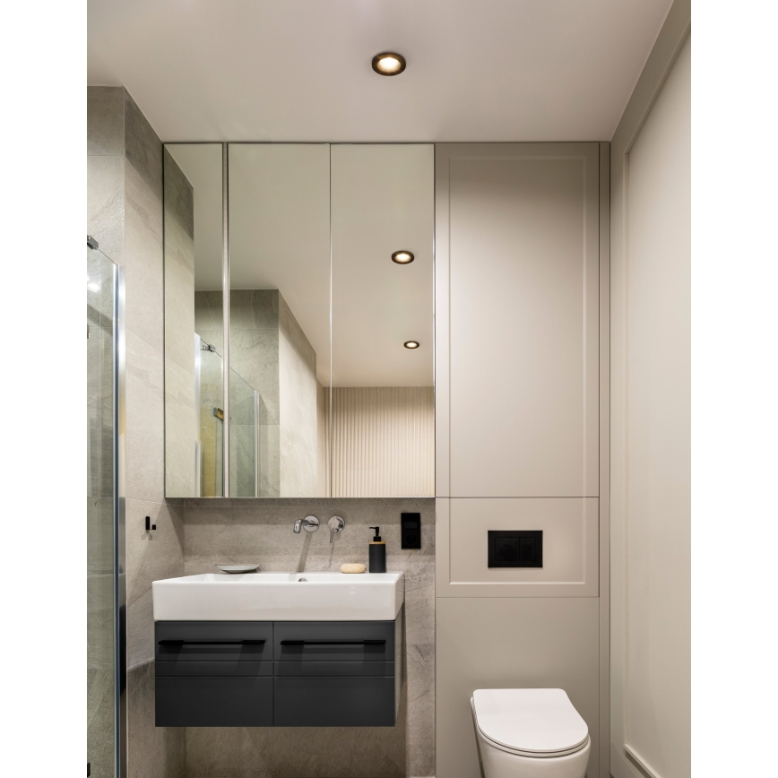 Eglo - Σετ 3x LED εντοιχισμένα φωτιστικά μπάνιου LED/4,9W/230V 2700/4000/6500K διάμ. 8,8 cm IP65 μαύρα