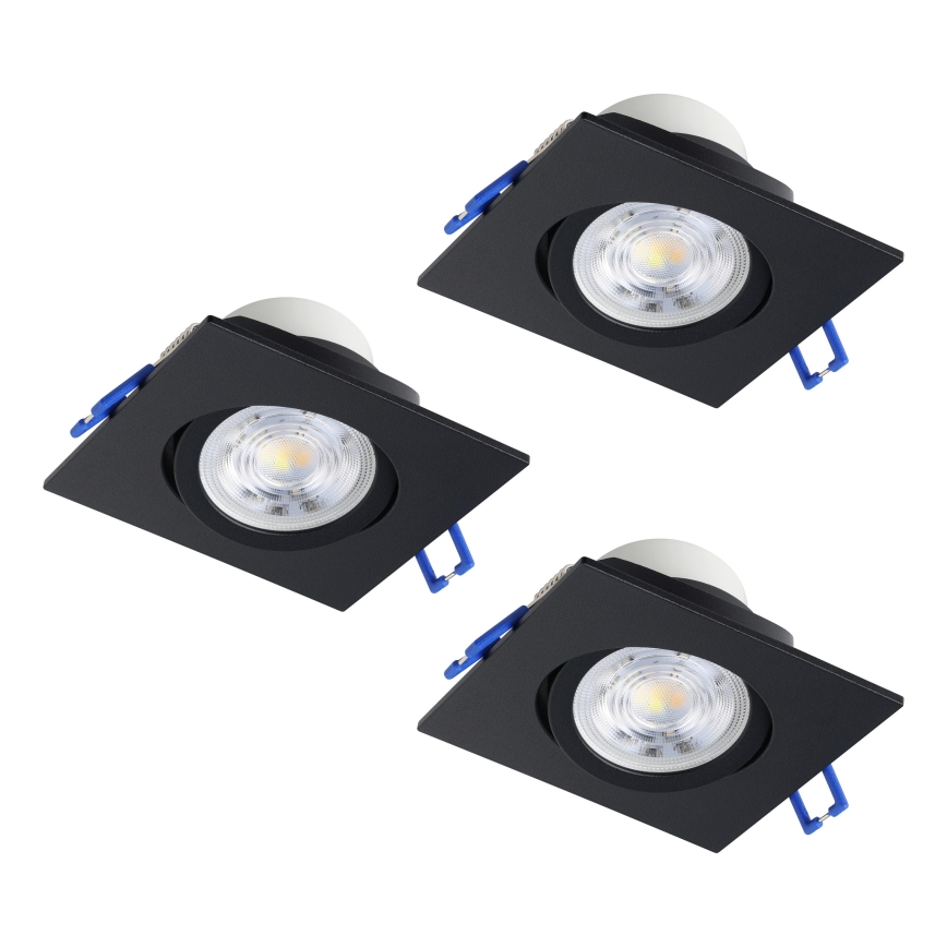 Eglo - ΣΕΤ 3x ρυθμιζόμενα χωνευτά φωτιστικά LED/4,8W/230V 8,8x8,8 cm μαύρα