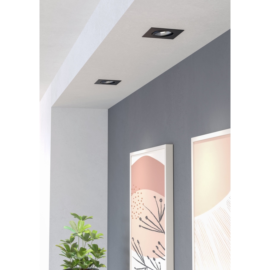 Eglo - ΣΕΤ 3x ρυθμιζόμενα χωνευτά φωτιστικά LED/4,8W/230V 8,8x8,8 cm μαύρα