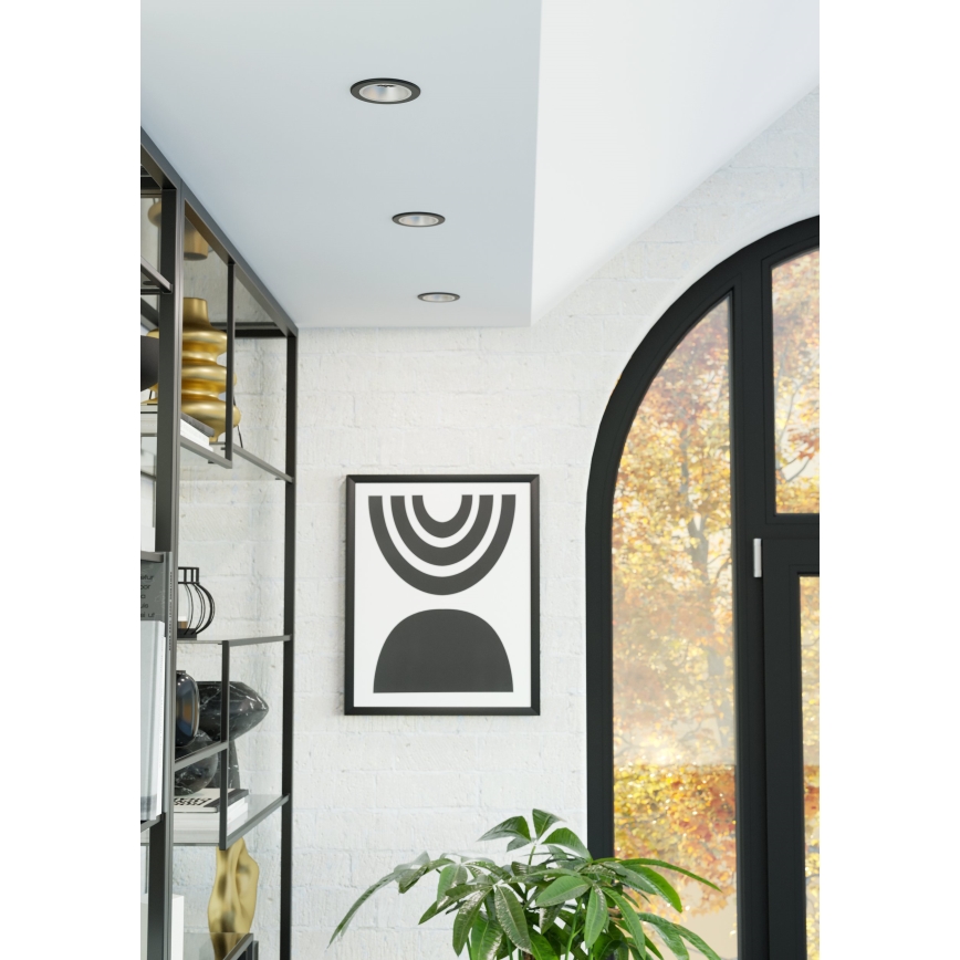 Eglo - LED RGBW Ρυθμιζόμενο χωνευτό φωτιστικό μπάνιου LED/4,8W/230V 2700-6500K IP44 μαύρο