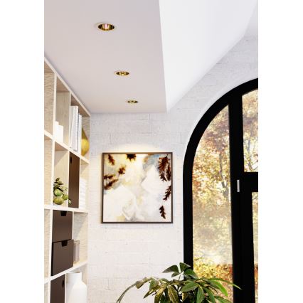 Eglo - LED RGBW Ρυθμιζόμενο εντοιχισμένο φωτιστικό οροφής για μπάνιο LED/4,8W/230V 2700-6500K IP44 λευκό/χρυσό