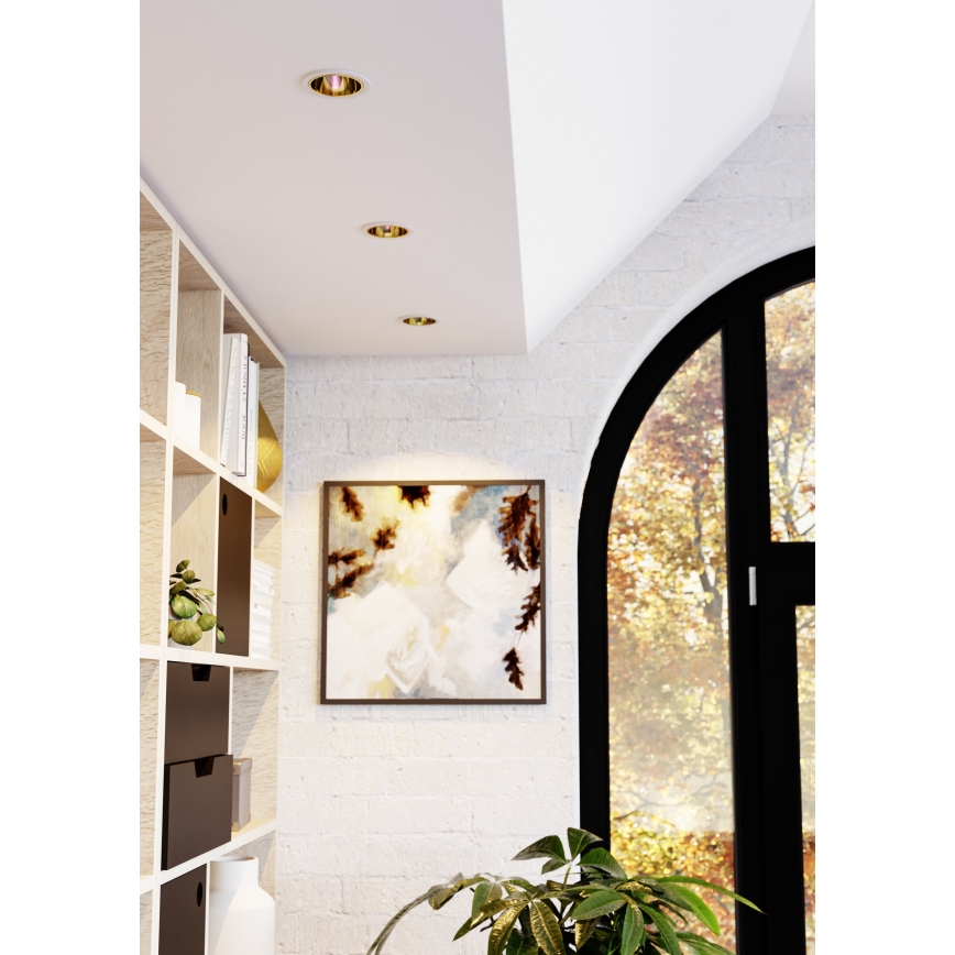 Eglo - LED RGBW Ρυθμιζόμενο εντοιχισμένο φωτιστικό οροφής για μπάνιο LED/4,8W/230V 2700-6500K IP44 λευκό/χρυσό