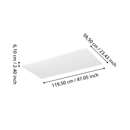 Eglo - LED Ρυθμιζόμενο επιφανειακό πάνελ LED/35,5W/230V 2700-6500K 120x60 cm λευκό + τηλεχειριστήριο