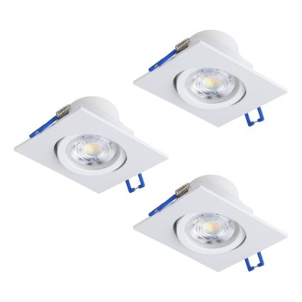Eglo - Σετ 3x ρυθμιζόμενα χωνευτά LED φωτιστικά LED/6,4W/230V 8,8x8,8 cm λευκά