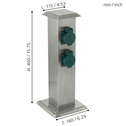 EGLO - Στήλη υποδοχής πρίζας εξωτερικού χώρου πράσινο SCHUKO IP44