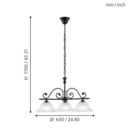 Eglo - Πολύφωτο με αλυσίδα 3xE27/60W/230V