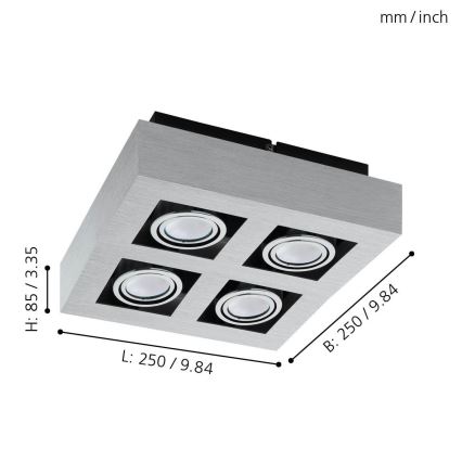 Eglo - LED Σποτ 4xGU10-LED/5W/230V