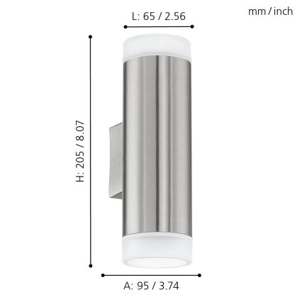 Eglo - Φως τοίχου εξωτερικού χώρου-LED GU10/2,5W/230V IP44