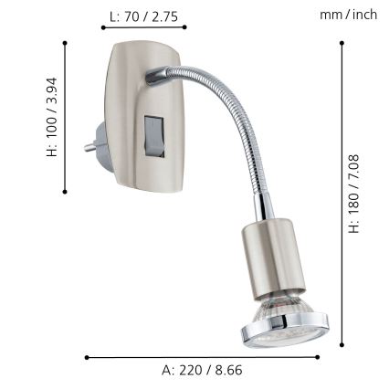 Eglo - Φωτιστικό πρίζας LED 1xGU10-LED/3W/230V