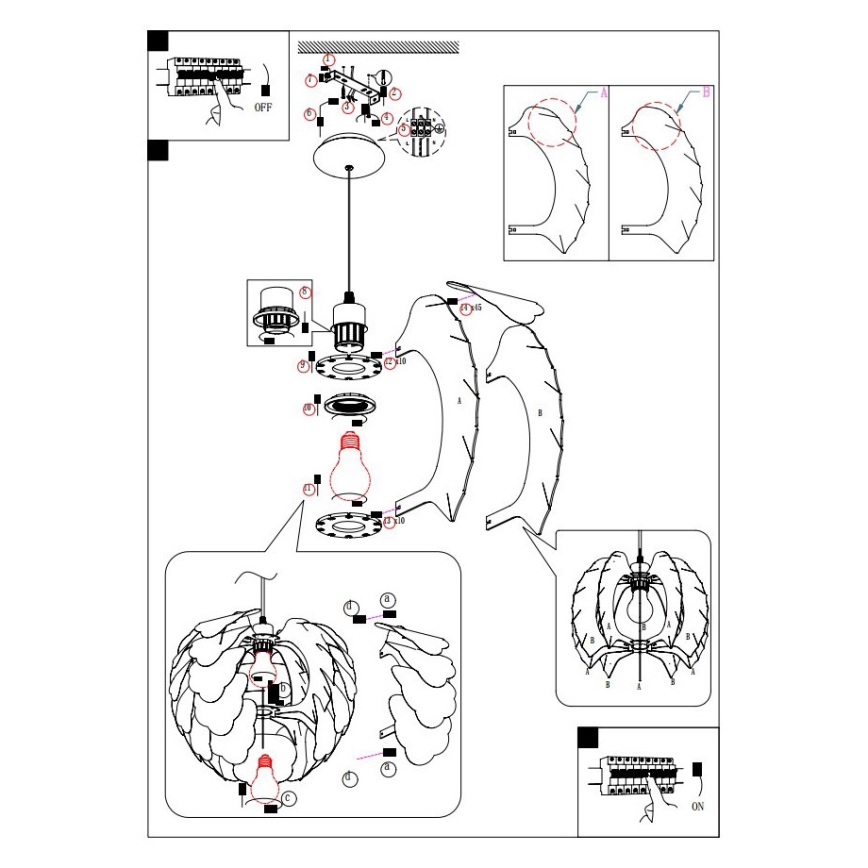 Eglo 92988 - Κρεμαστό φωτιστικό οροφής FILETTA 1xE27/60W/230V