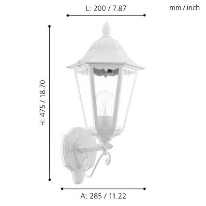 Eglo - Φως τοίχου εξωτερικού χώρου 1xE27/60W/230V IP44