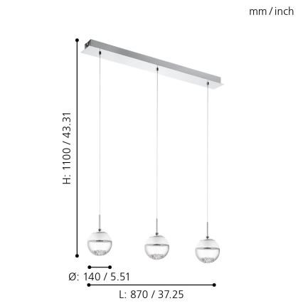 Eglo 93784 - Κρεμαστό φως LED MONTEFIO 1 3xLED/5W/230V