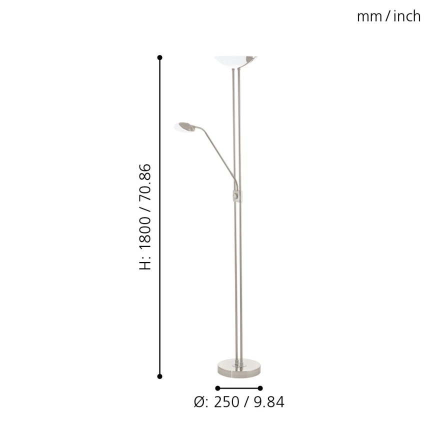 Eglo - Ρυθμιζόμενο LED επιδαπέδιο φωτιστικό LED/20W + LED/2,5W ματ χρώμιο