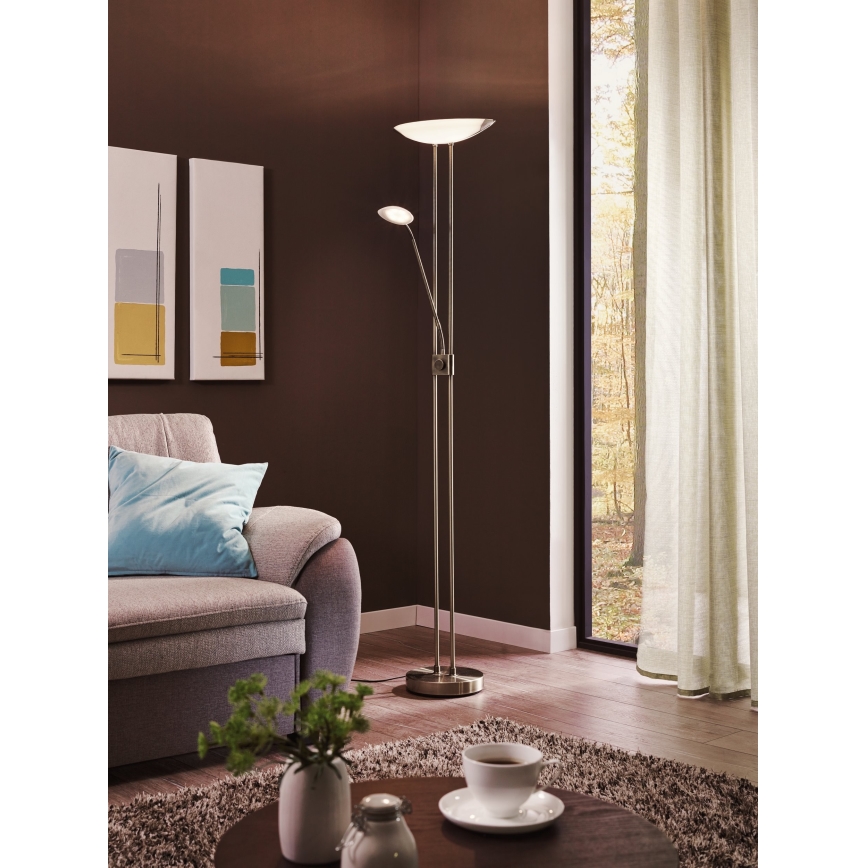 Eglo - Φωτιστικό δαπέδου LED Dimmable LED/20W + LED/2,5W ματ χρώμιο