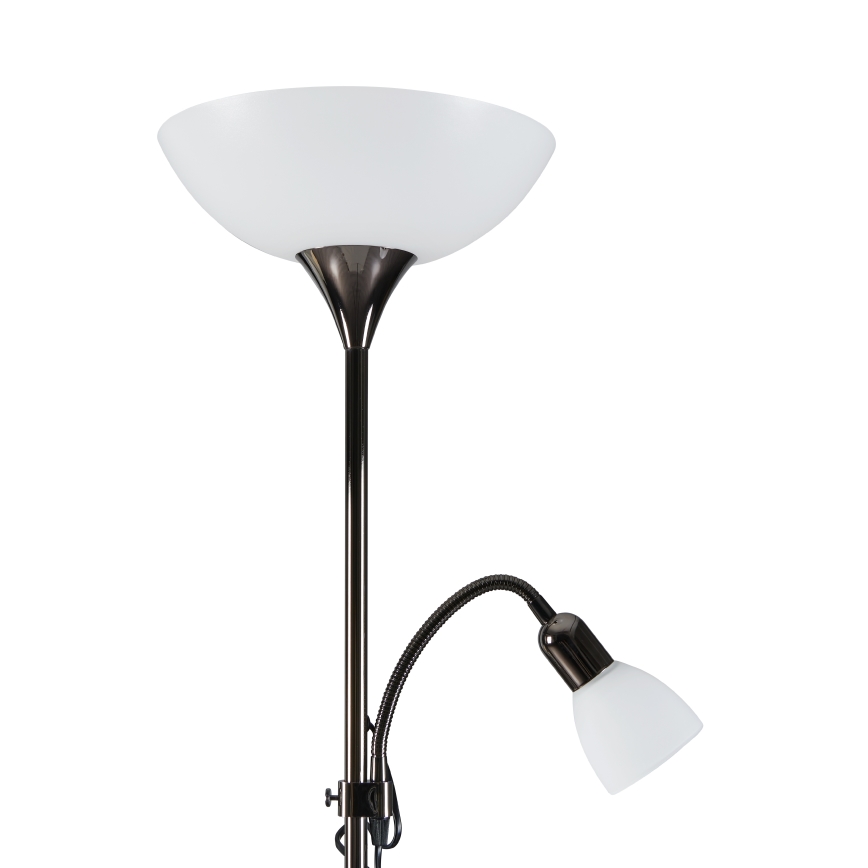 Eglo - Επιδαπέδια λάμπα UP 2 1xE27/60W/230V + 1xE14/25W/230V μαύρο χρώμιο