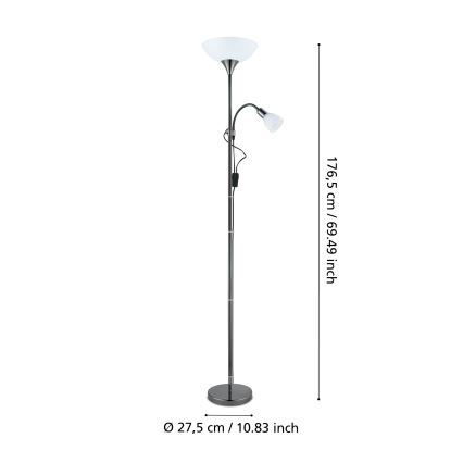 Eglo - Επιδαπέδια λάμπα UP 2 1xE27/60W/230V + 1xE14/25W/230V μαύρο χρώμιο