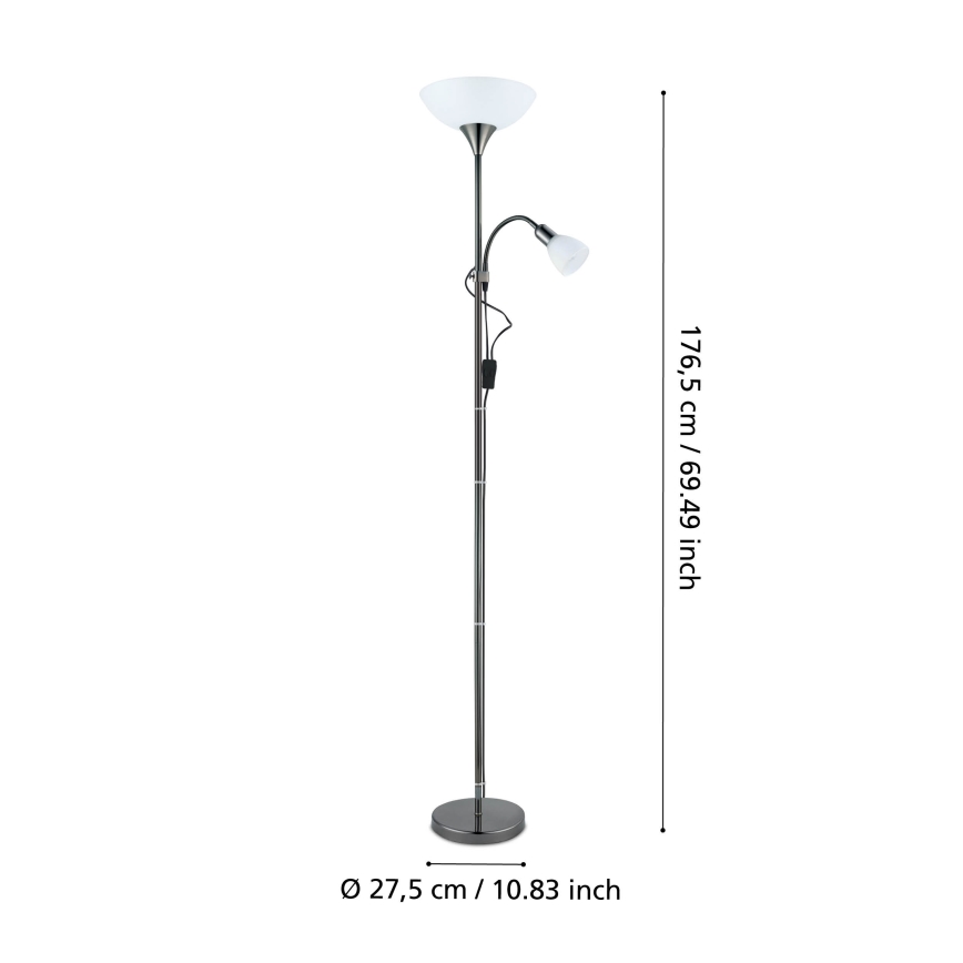 Eglo - Επιδαπέδια λάμπα UP 2 1xE27/60W/230V + 1xE14/25W/230V μαύρο χρώμιο