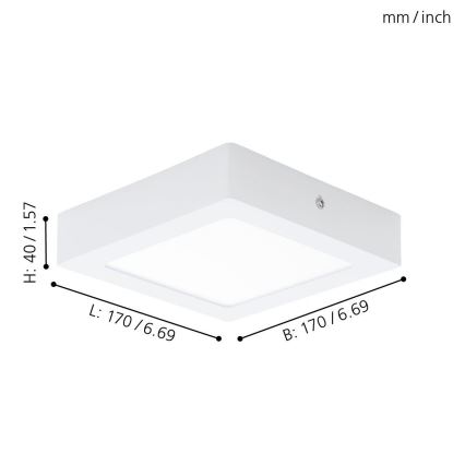 Eglo 94074 - Φωτιστικό οροφής FUEVA 1 LED/10,88W/230V 17x17 cm