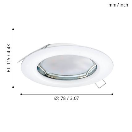 Eglo - Σετ 3x LED εντοιχισμένο φωτιστικό οροφής PENETO 1xGU10-LED/3W/230V