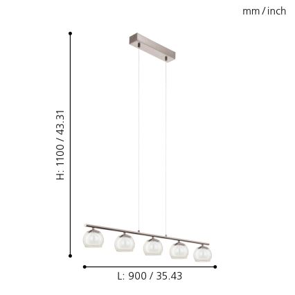 Eglo 94319 - Κρεμαστό φως LED ASCOLESE 5xLED/3,3W/230V