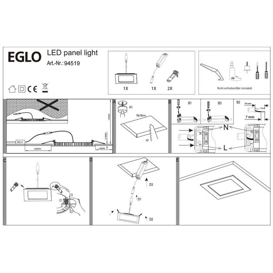 Eglo 94519 - Χωνευτό φωτιστικό LED FUEVA 1 LED/2,7W/230V