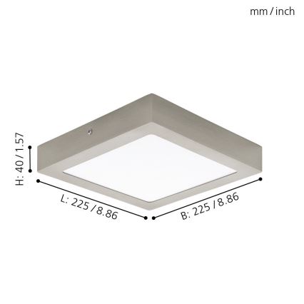 Eglo 94526 - Φωτιστικό οροφής LED FUEVA 1 LED/16,5W/230V 22,5x22,5 cm