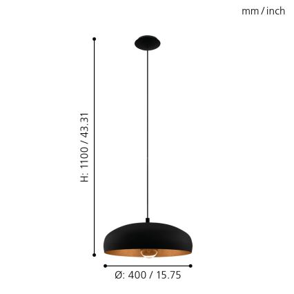 Eglo - Κρεμαστό φωτιστικό οροφής καμπάνα 1xE27/60W/230V