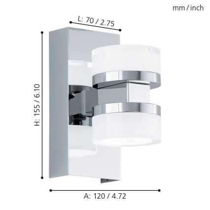 Eglo - Φωτιστικό τοίχου μπάνιου LED 2xLED/4,5W/230V IP44