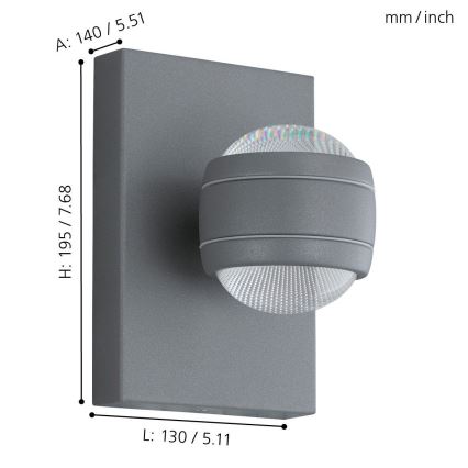 Eglo - LED εξωτερικό φωτιστικό 2xLED/3,7W/230V IP44